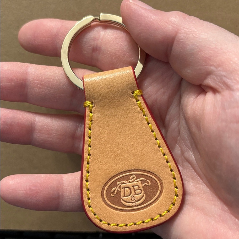Dooney & Bourke Light Brown Leather Key Holder with Gold Ring